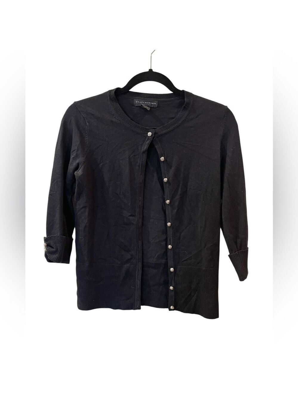 Grace Elements Women’s Black Button Up Cardigan Sweater Size: Small Petite